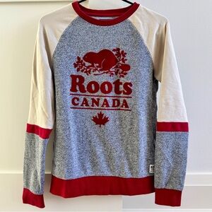 Roots Salt & Pepper, Red, Cream Crew Neck Sweater.